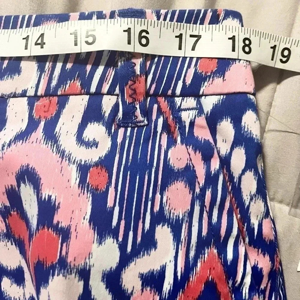 Crown And Ivy Shorts Caroline 5” Chino Blue Magenta Pink Paisley Womens Size 12 - Picture 6 of 8